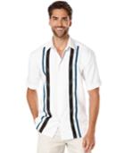 Cubavera Embroidered Contrast-panel Short-sleeve Shirt