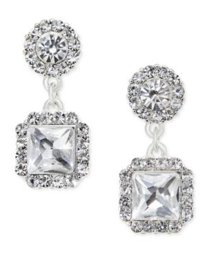 Charter Club Silver-tone Square Crystal Drop Earrings, Created For Macy's