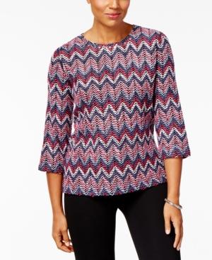 Alfred Dunner Stud-embellished Zigzag Top
