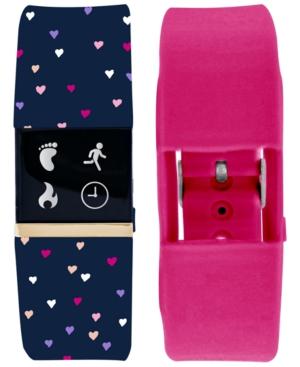 Ifitness Women's Pulse Navy Print & Pink Silicone Activity Tracker Smart Watch 18x20mm