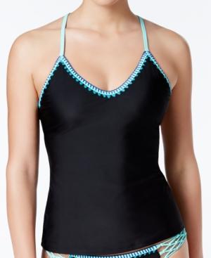Jessica Simpson Woodstock Whip-stitch Halter Tankini Top Women's Swimsuit