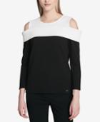 Calvin Klein Colorblocked Cold-shoulder Top