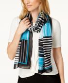 Calvin Klein Geo Grid Shadow Chiffon Cover-up & Scarf