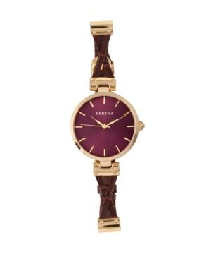 Bertha Quartz Amanda Collection Gold And Burgandy Leather Watch 36mm