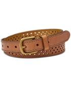 Fossil Brass Buckle Perforated Dot Leather Belt
