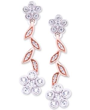 Wrapped In Love Diamond Flower Drop Earrings (1/4 Ct. T.w.) In 14k Rose & White Gold, Created For Macy's