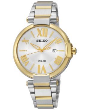 Seiko Women's Solar Two-tone Stainless Steel Bracelet Watch 33mm Sut174
