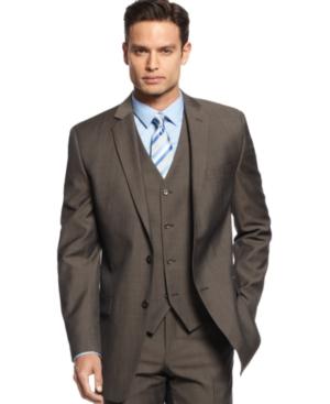 Alfani Red Light Brown Twill Slim-fit Jacket