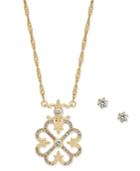 Charter Club Gold-tone Pave Whirly Pendant Necklace & Matching Stud Earrings