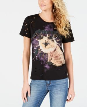 Guess Ripped Princess Cat-graphic T-shirt
