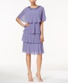Sl Fashions Tiered Sheath Dress And Beaded Capelet