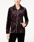 Karen Scott Floral-print Velour Jacket, Only At Macy's