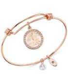 Unwritten Family, Where Life Begins And Love Never Ends Adjustable Bangle Bracelet In Rose Gold-tone Stainless Steel