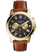 Fossil Men's Chronograph Grant Brown Leather Strap Watch 44mm Fs5297