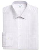 Brooks Brothers Men's Classic/regular Fit Non-iron Ainsley Broadcloth Purple Check Dress Shirt