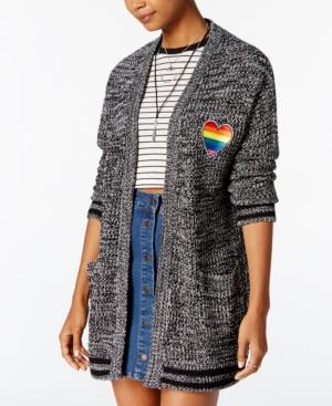 Almost Famous Juniors' Heart Patch Boyfriend Cardigan
