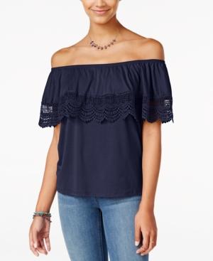One Hart Juniors' Off-the-shoulder Popover Top, Only At Macy's