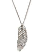 Givenchy Silver-tone Imitation Pearl And Crystal Feather Pendant Necklace