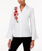 Ny Collection Cotton Embroidered Shirt