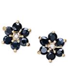 Victoria Townsend Sapphire (1-3/4 Ct. T.w.) And Diamond Accent Flower Stud Earrings In 18k Gold Over Sterling Silver