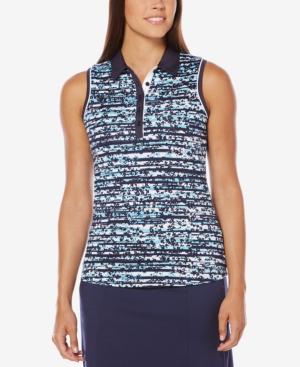 Callaway Floral-stripe Sleeveless Golf Polo
