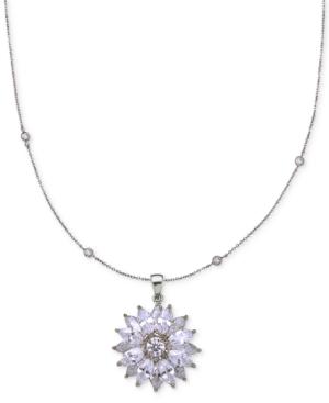 Nina Cubic Zirconia Flower Pendant Necklace
