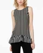 Bar Iii Striped Ruffled Tunic, Created For Macy's