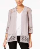Ny Collection Lace-trim Cardigan