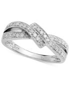 Diamond Ring, Sterling Silver Diamond Crossover Ring (1/4 Ct. T.w.)
