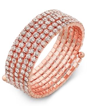 Inc International Concepts Rose Gold-tone Multi-crystal Coil Bracelet, Only At Macy's