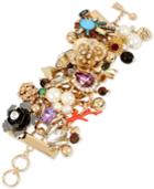 Betsey Johnson Gold-tone Multi-charm Toggle Bracelet