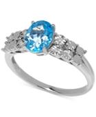 Blue Topaz (1-3/8 Ct. T.w) And Diamond Accent Ring In 14k White Gold