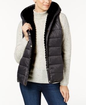 Charter Club Hooded Faux-fur Reversible Vest, Created For Macy's