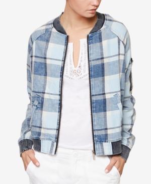 Sanctuary Cotton Plaid Bomber Jacket