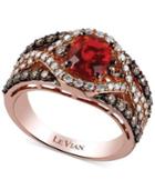 Le Vian 14k Rose Gold Ring, Fire Opal (3/4 Ct. T.w.), Chocolate (5/8 Ct. T.w.) And White Diamond (1/2 Ct. T.w.) Ring