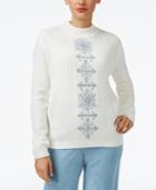 Alfred Dunner Petite Northern Lights Embroidered Sweater
