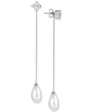 Majorica Sterling Silver Cubic Zirconia & Imitation Pearl Interchangeable Linear Drop Earrings