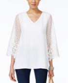Alfani Lace-sleeve Illusion Top, Only At Macy's