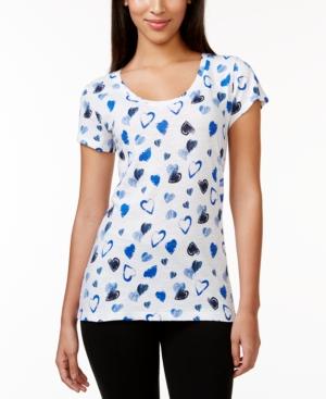 Style & Co. Sport Petite Short-sleeve Heart-print Tee, Only At Macy's