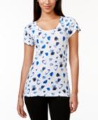 Style & Co. Sport Petite Short-sleeve Heart-print Tee, Only At Macy's