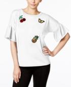 Ny Collection Bell-sleeve Patch Top