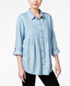 Style & Co. Denim Tab-sleeve Shirt, Only At Macy's