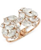Inc International Concepts Rose Gold-tone Crystal Cluster Hinged Bangle Bracelet, Only At Macy's