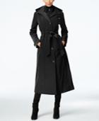 London Fog Petite Layered A-line Maxi Trench Coat