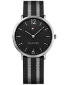Tommy Hilfiger Men's Casual Sport Slim Black And Gray Striped Nylon Strap Watch 40mm 1791329