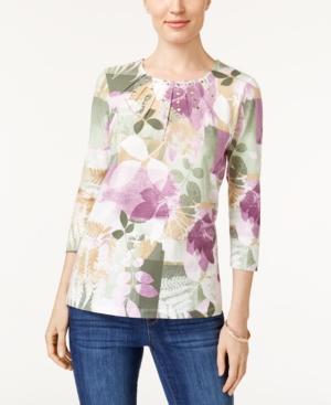 Alfred Dunner Pleated-neck Studded T-shirt