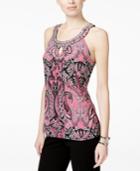 Ny Collection Petite Embellished Keyhole Halter Top