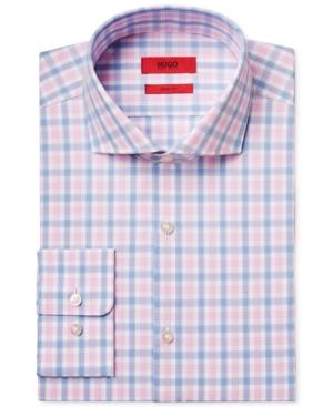 Hugo Men's Slim-fit Light Pink Check Dress Shirt
