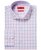 Hugo Men's Slim-fit Light Pink Check Dress Shirt