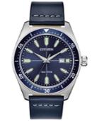 Citizen Eco-drive Men's Brycen Blue Leather Strap Watch 43mm